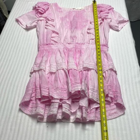LoveShackFancy Dress Natasha Mini Tie Dye Ruffled Swiss Dot Lace Extra Large - Picture 3 of 16
